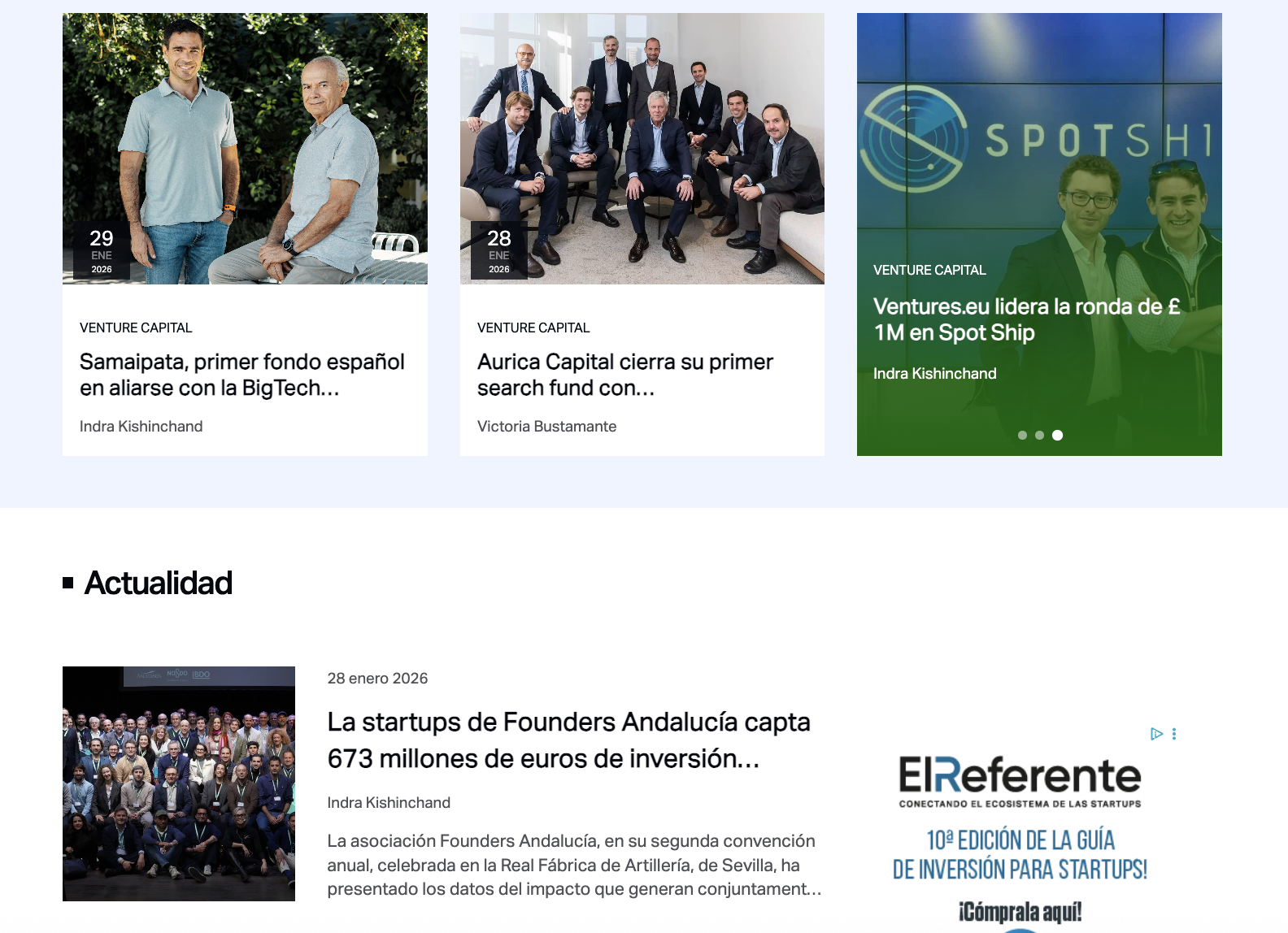 Nueva portada de El Referente: más visibilidad para sus secciones clave